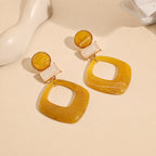 Opulent Amber Geometric Earrings