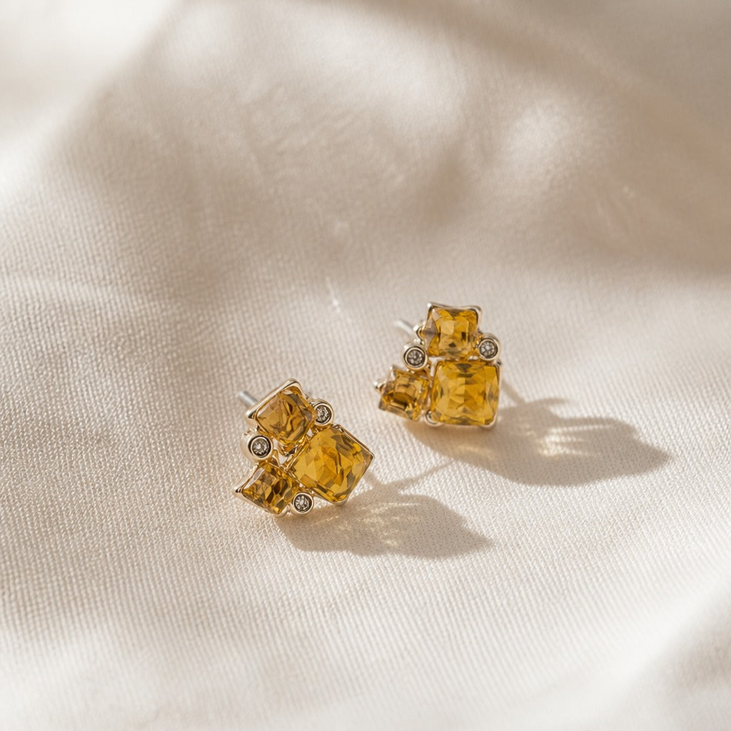 Sophisticated Amber Geometric Earrings