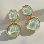 Bohemian Geometric Oval Resin Drop Earrings