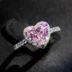 Crimson Heart Halo Crystal Ring