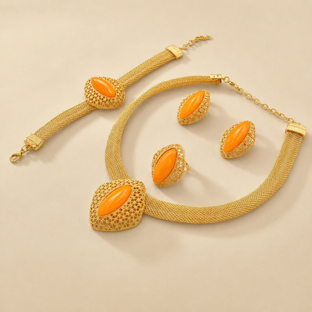 Boho Amber Filigree Set
