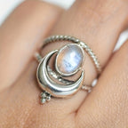 Moonstone Crescent Silver Ring