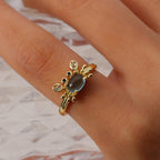 Gemstone Mini Crab Adjustable Ring