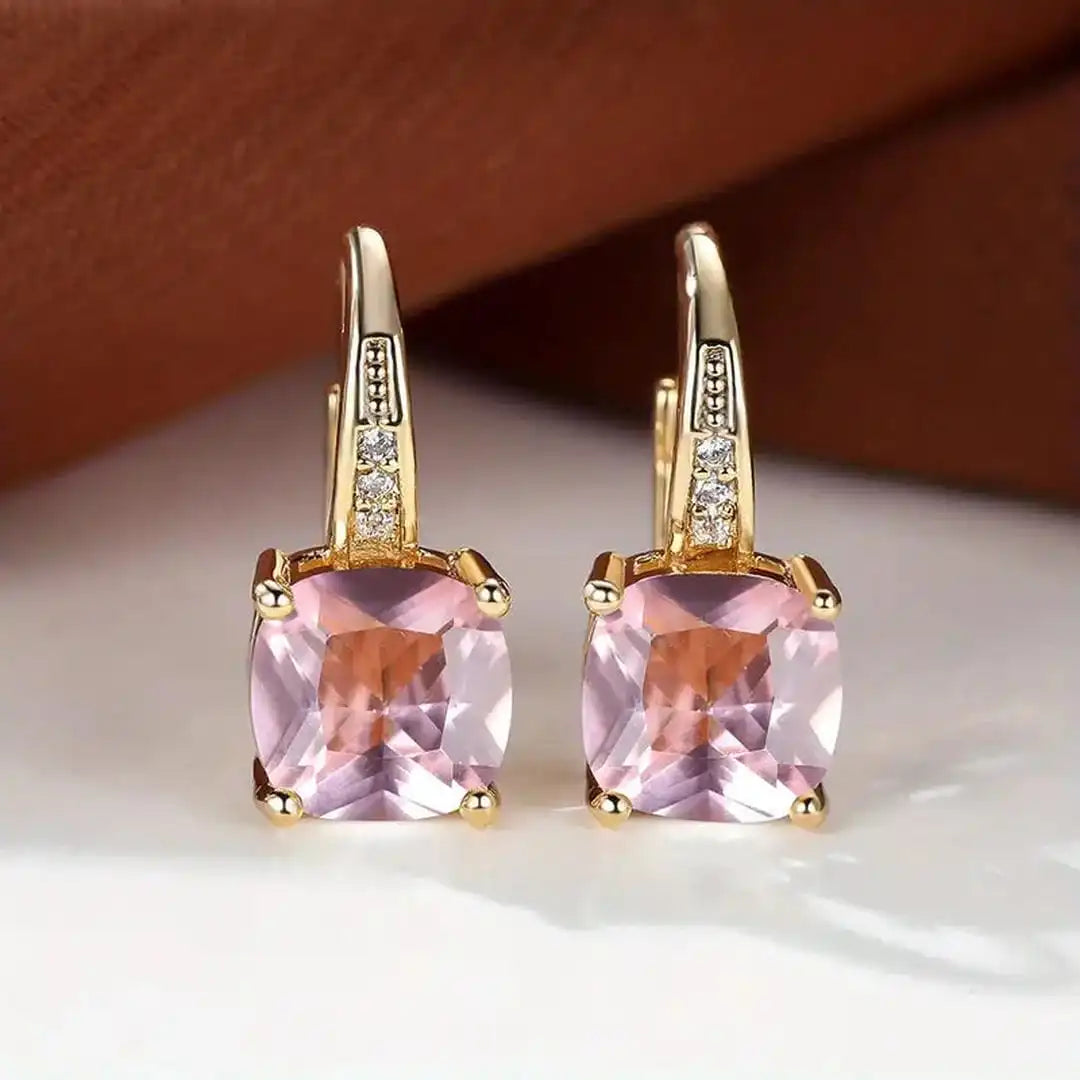 Mystic Sapphire Stone Hoop Earrings