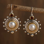 Bohemian Pearl Sunburst Drop Earrings