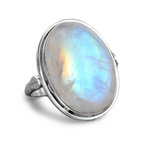 Silver Rainbow Moonstone Ring