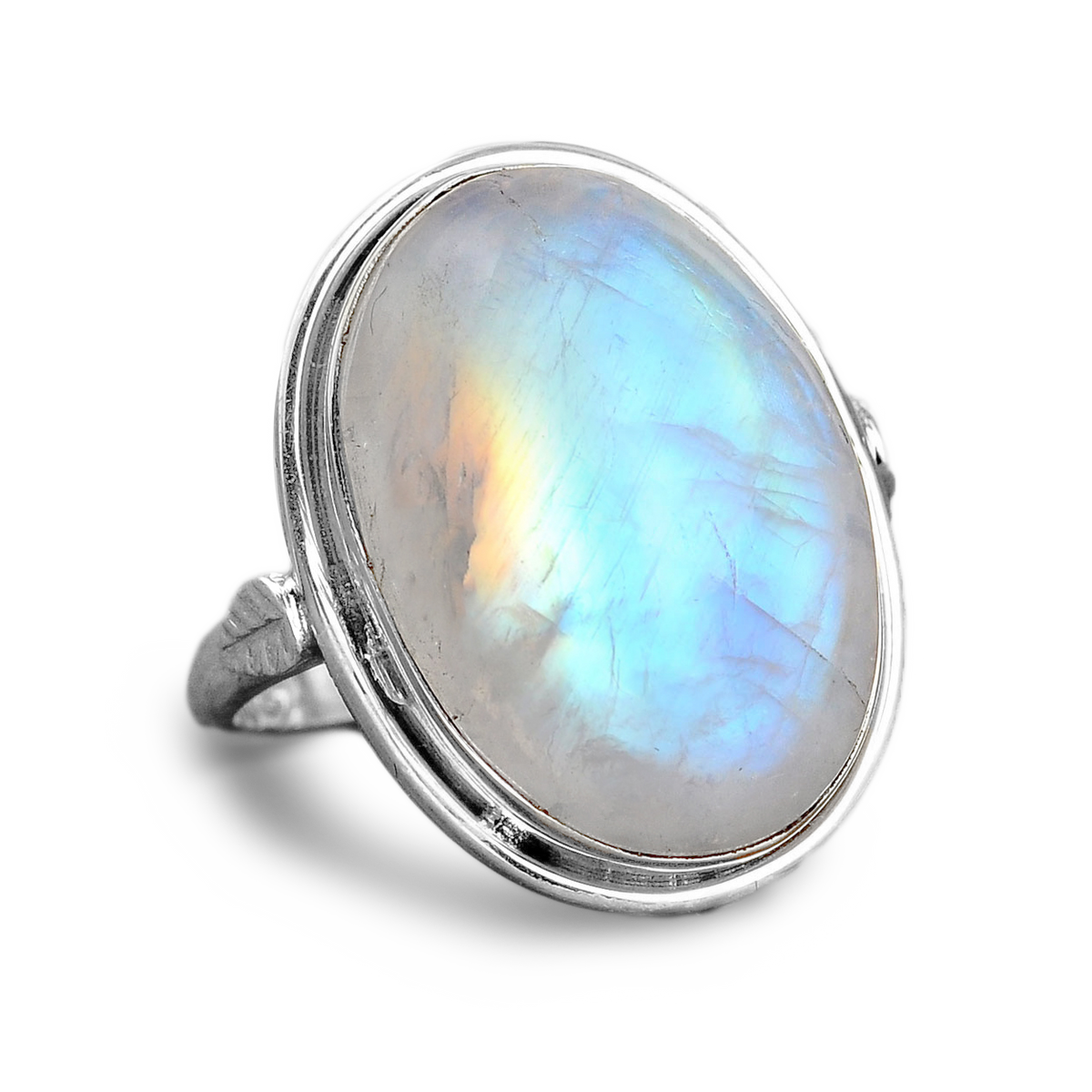 Silver Rainbow Moonstone Ring