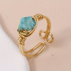 Irregular Golden Wire Wrapped Gemstone Ring