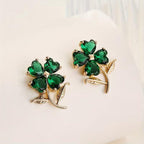 Emerald Clover Stud Earrings