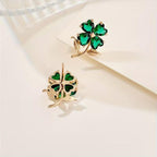 Emerald Clover Stud Earrings