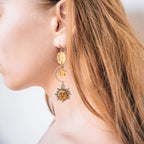Boho Sun Moon Charm Earrings