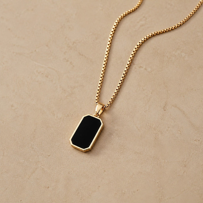 Lustrous Black Stone Necklace