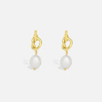 Elegant Pearl Knot Gold Earrings