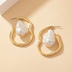 Lustrous Pearl Geometric Earrings