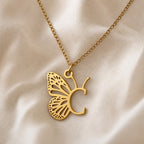 Butterfly Initial Letter Pendant Necklace