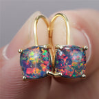 Multicolor Opal Gold Hoop Earrings