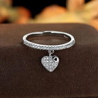 Pavé Heart Charm Stacking Ring