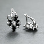 Waterdrop Cut Stone Petal Flower Earrings