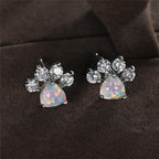 Opal Crown Paw Stud Earrings