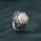 Floral Filigree Moonstone Dome Ring
