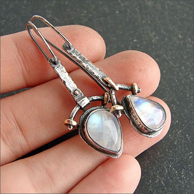 Antique Style Moonstone Long Earrings