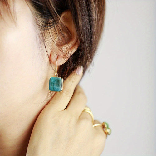 Bohemian Square Turquoise Earrings