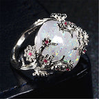 Floral Shiny Opal Statement Ring