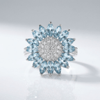 Topaz Flower Silver Ring