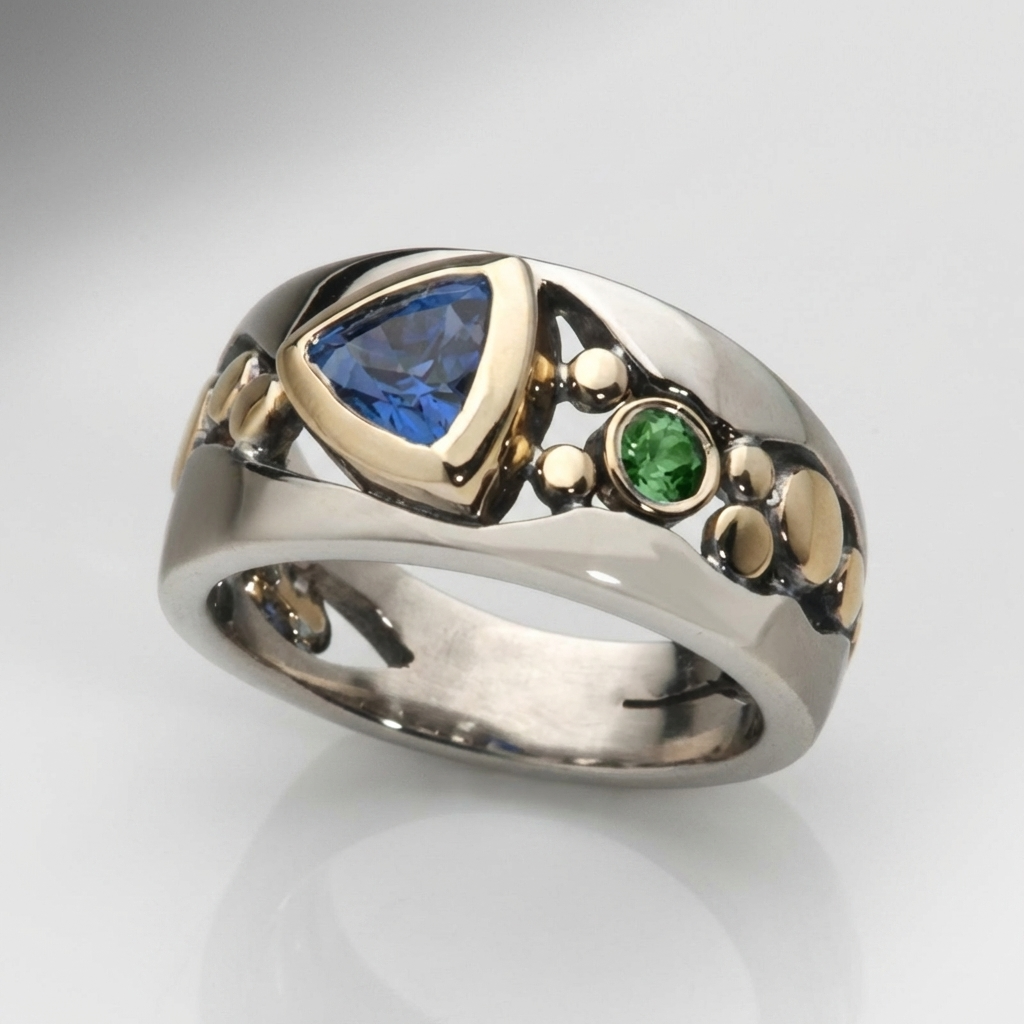 Sapphire and Zirconia Two Tone Ring