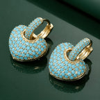 Golden Turquoise Heart Earrings