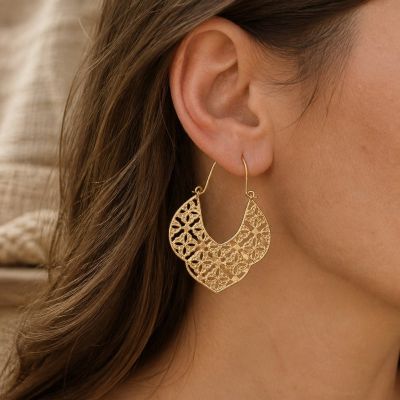 Couture Pattern Hoop Earrings