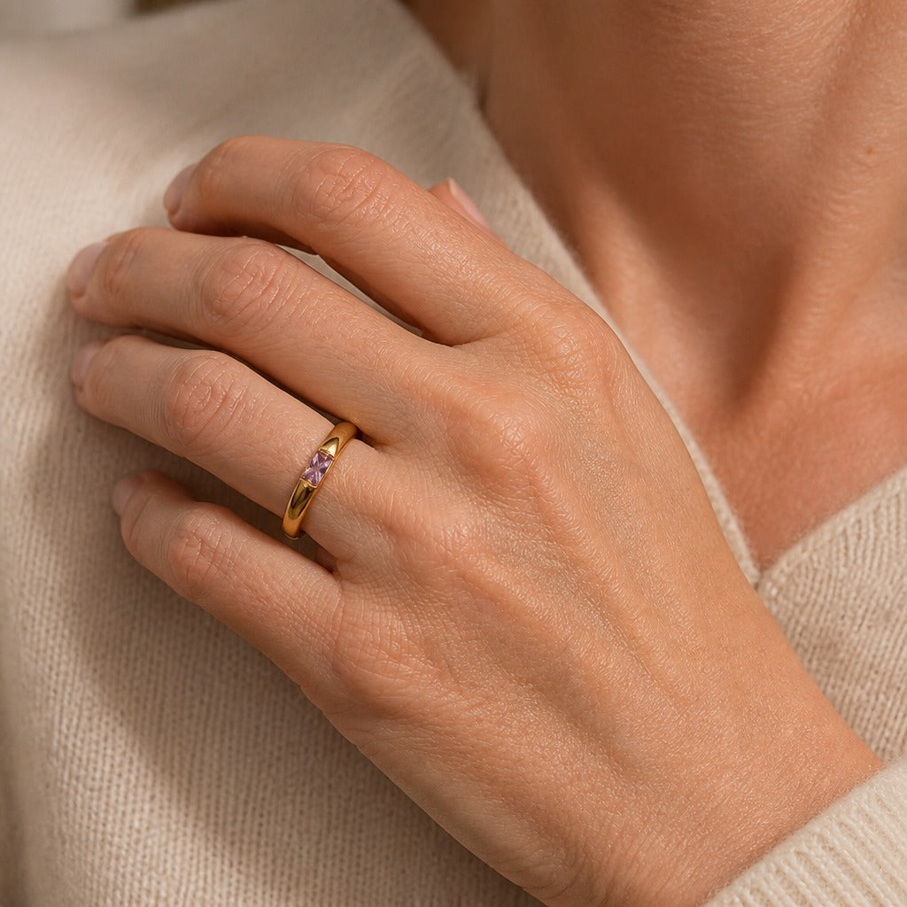 Hot Square Colorful Zircon Ring