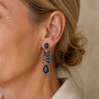 Blue Teardrop Crystal Drop Earrings