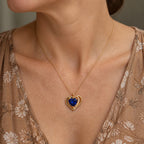 Double Heart Sapphire Pendant Necklace