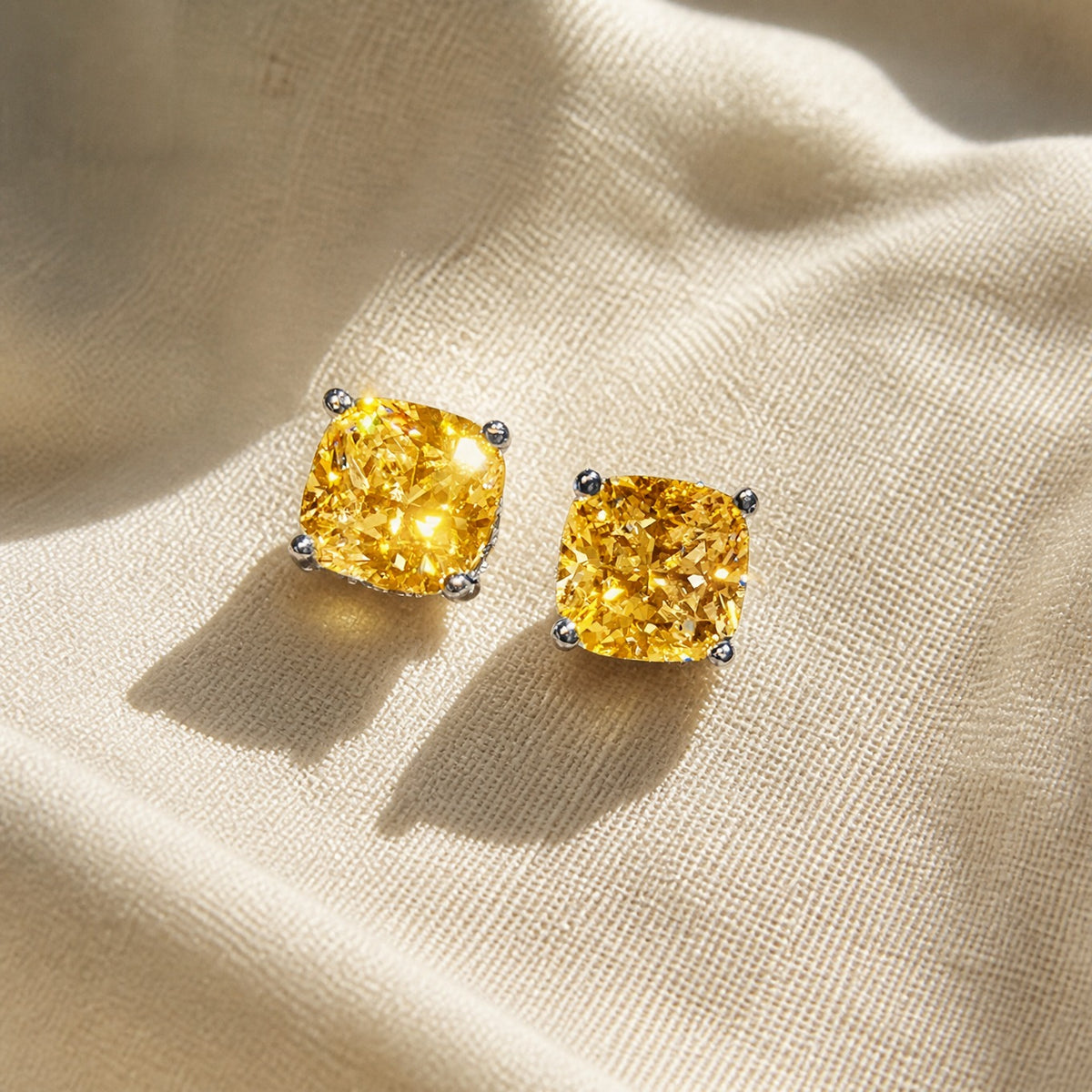 Radiant Golden Cushion Earrings