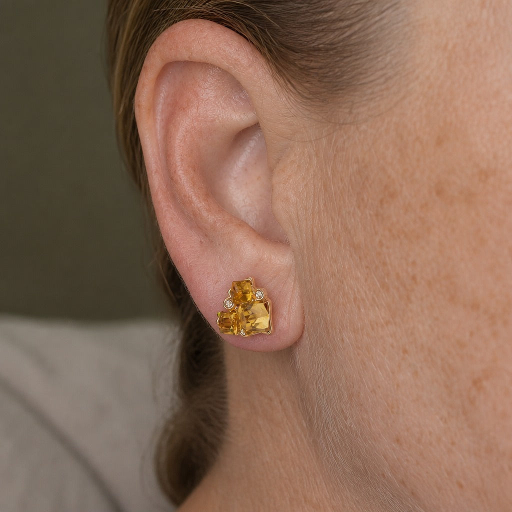 Sophisticated Amber Geometric Earrings