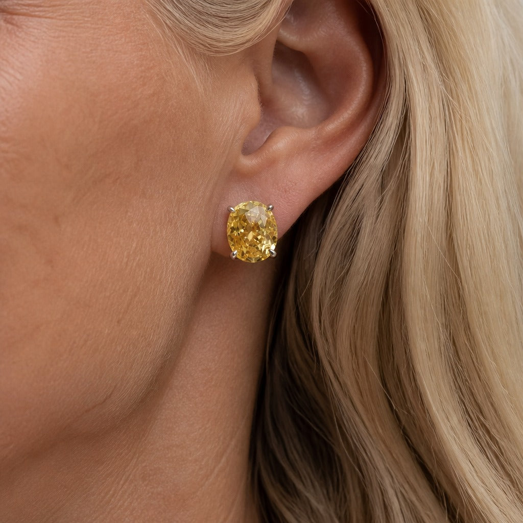 Dazzling Yellow Oval Earrings