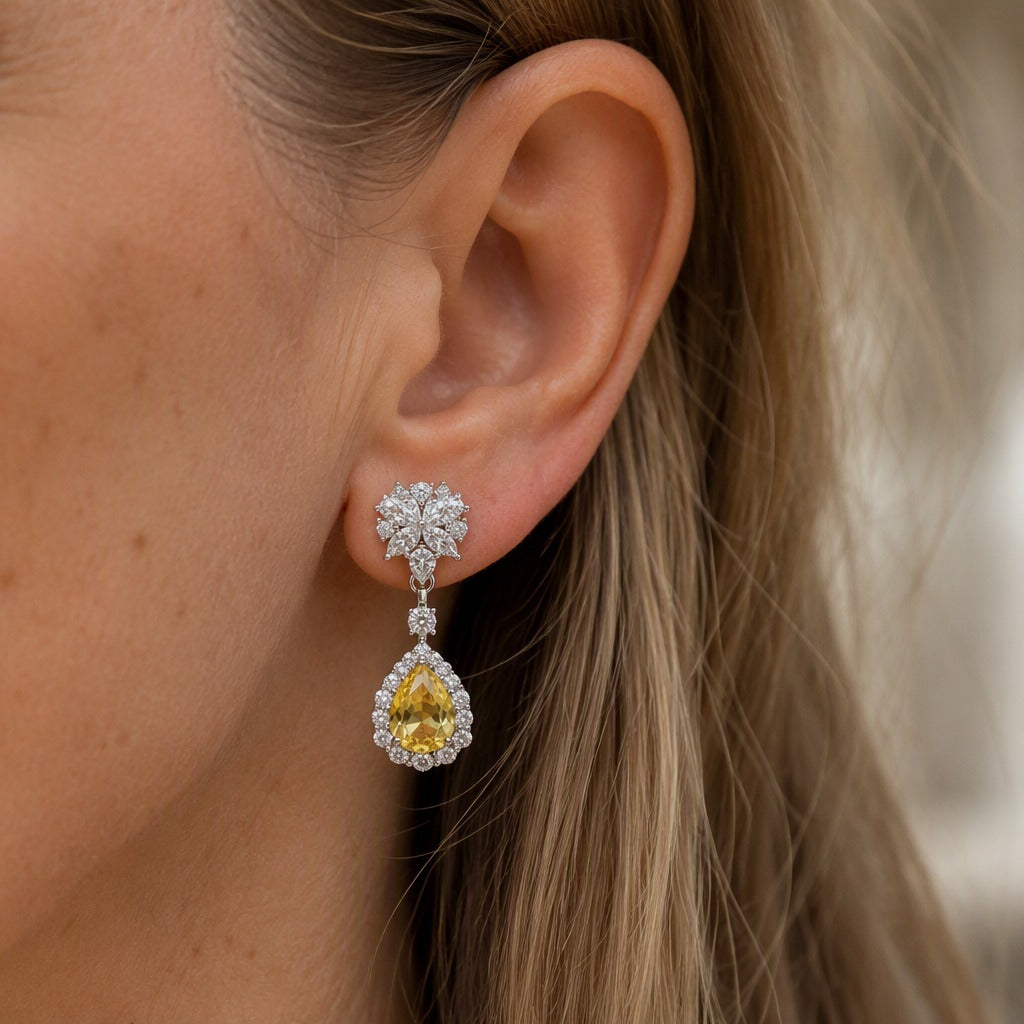Exquisite Yellow Teardrop Earrings