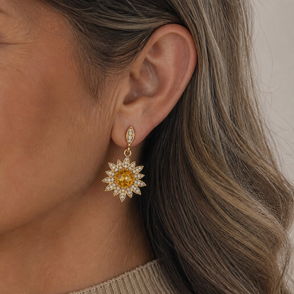 Radiant Sunflower Drop Earrings