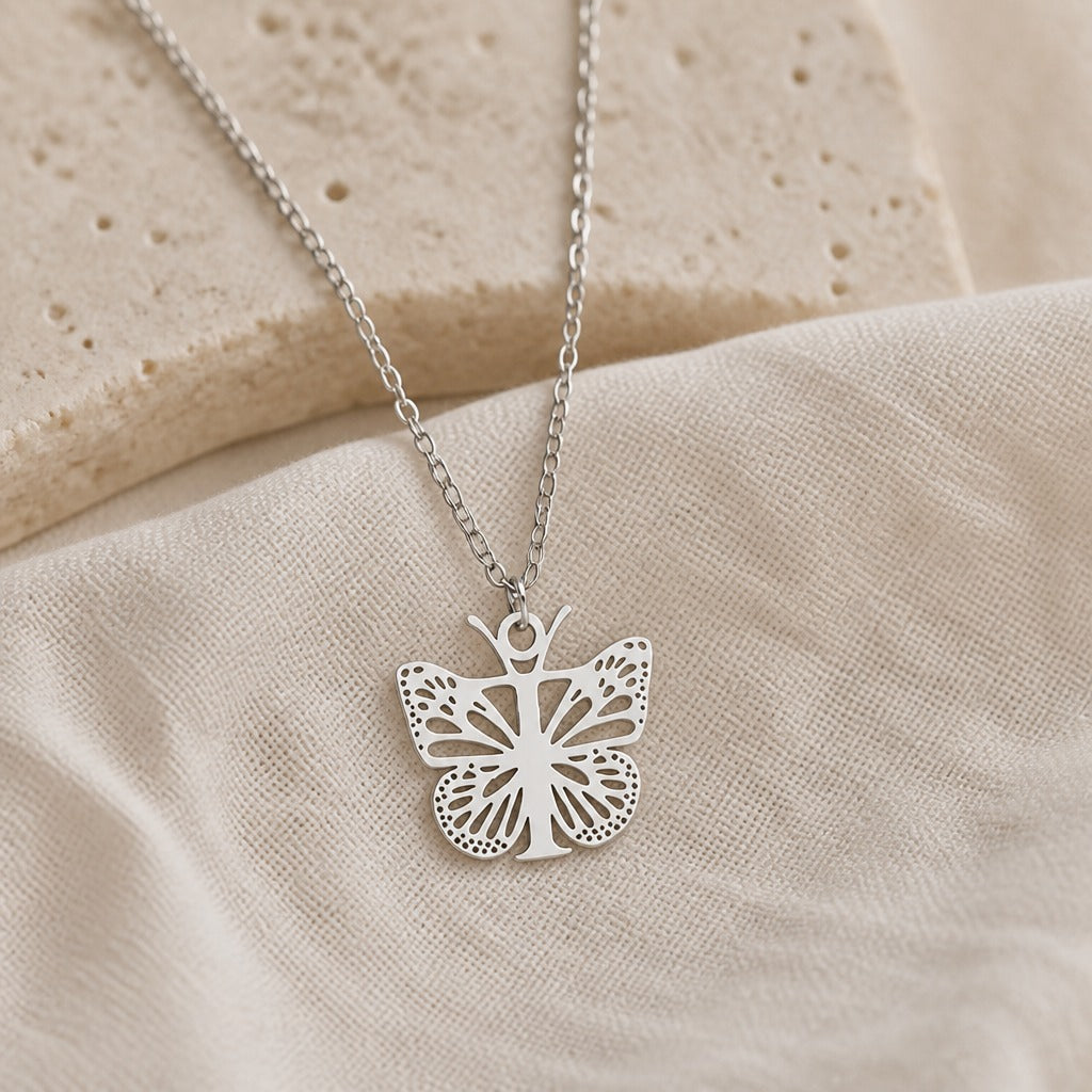 Butterfly Initial Letter Pendant Necklace