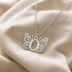 Butterfly Initial Letter Pendant Necklace