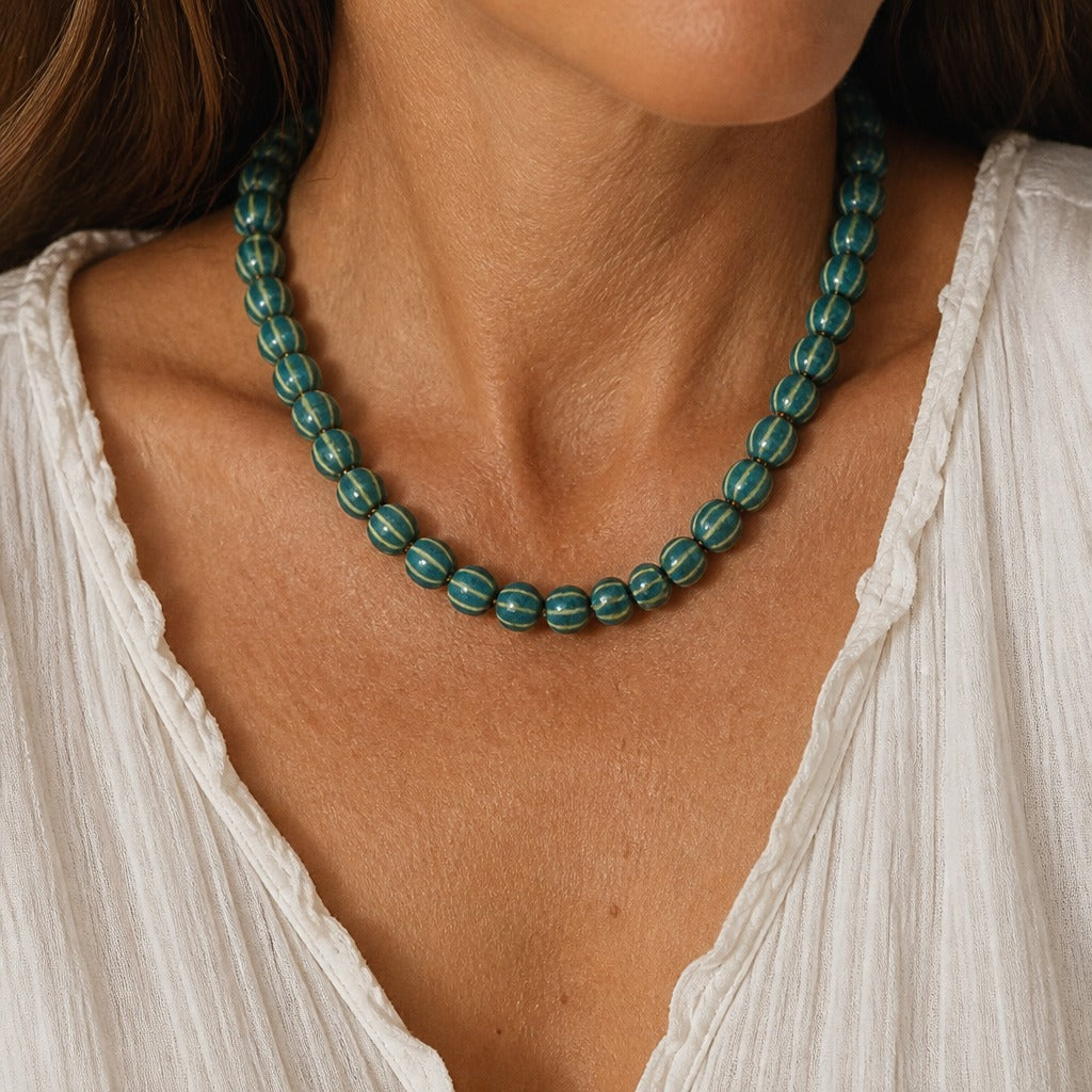 Trendy Pumpkin Beads Necklace