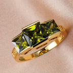 Olive Green Triple Stone Ring