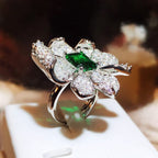 Emerald Flower Charm Ring