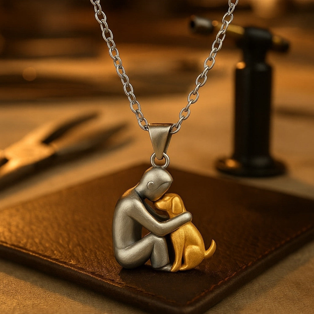 "Forever in Your Heart" Dog Hug Pendant Necklace