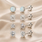 Four Pair Opal and Glitter Stud Set