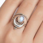 Moonstone Crescent Silver Ring