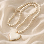 Turquoise Heart Gem Beaded Necklace