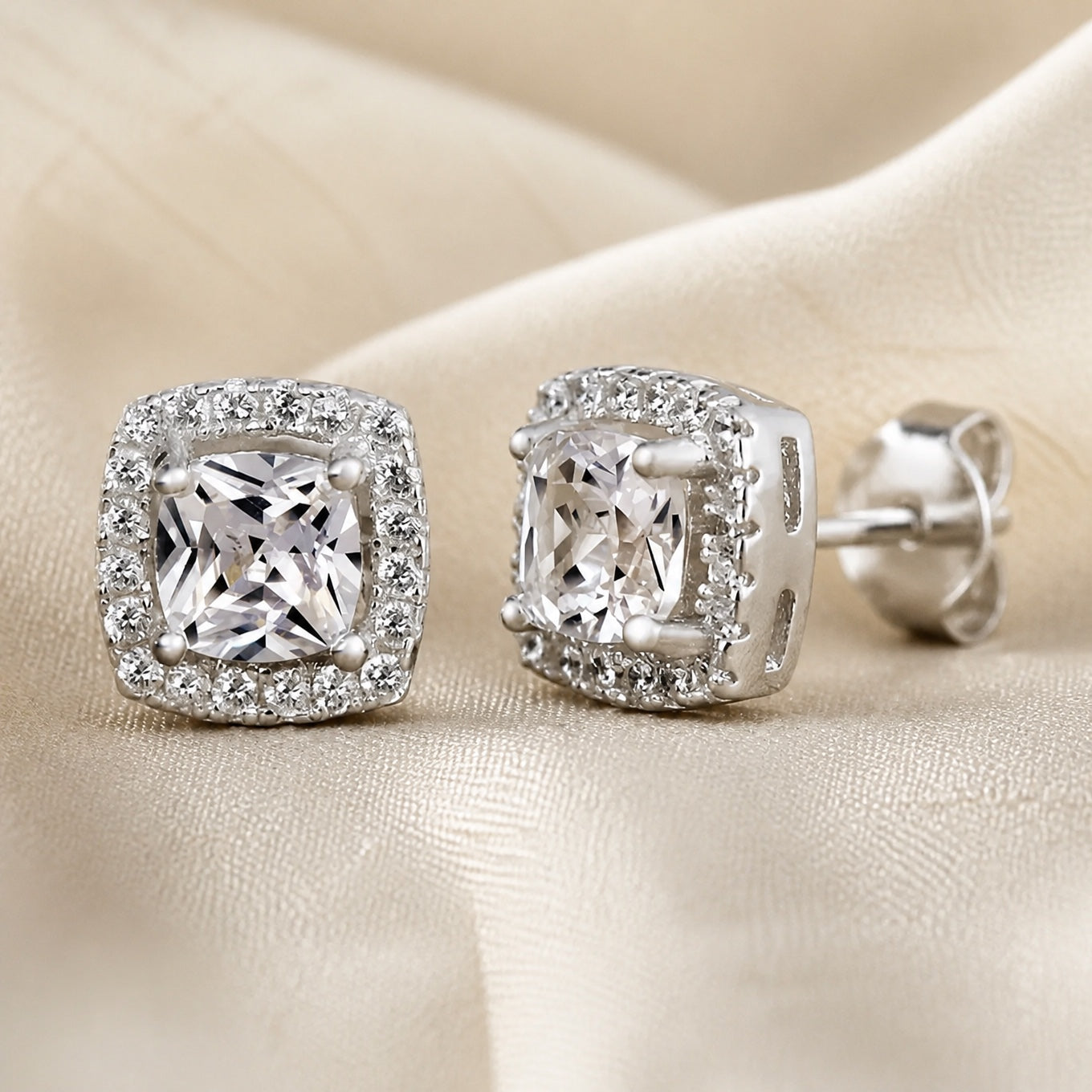 Lustrous Cubic Zirconia Stud Earrings
