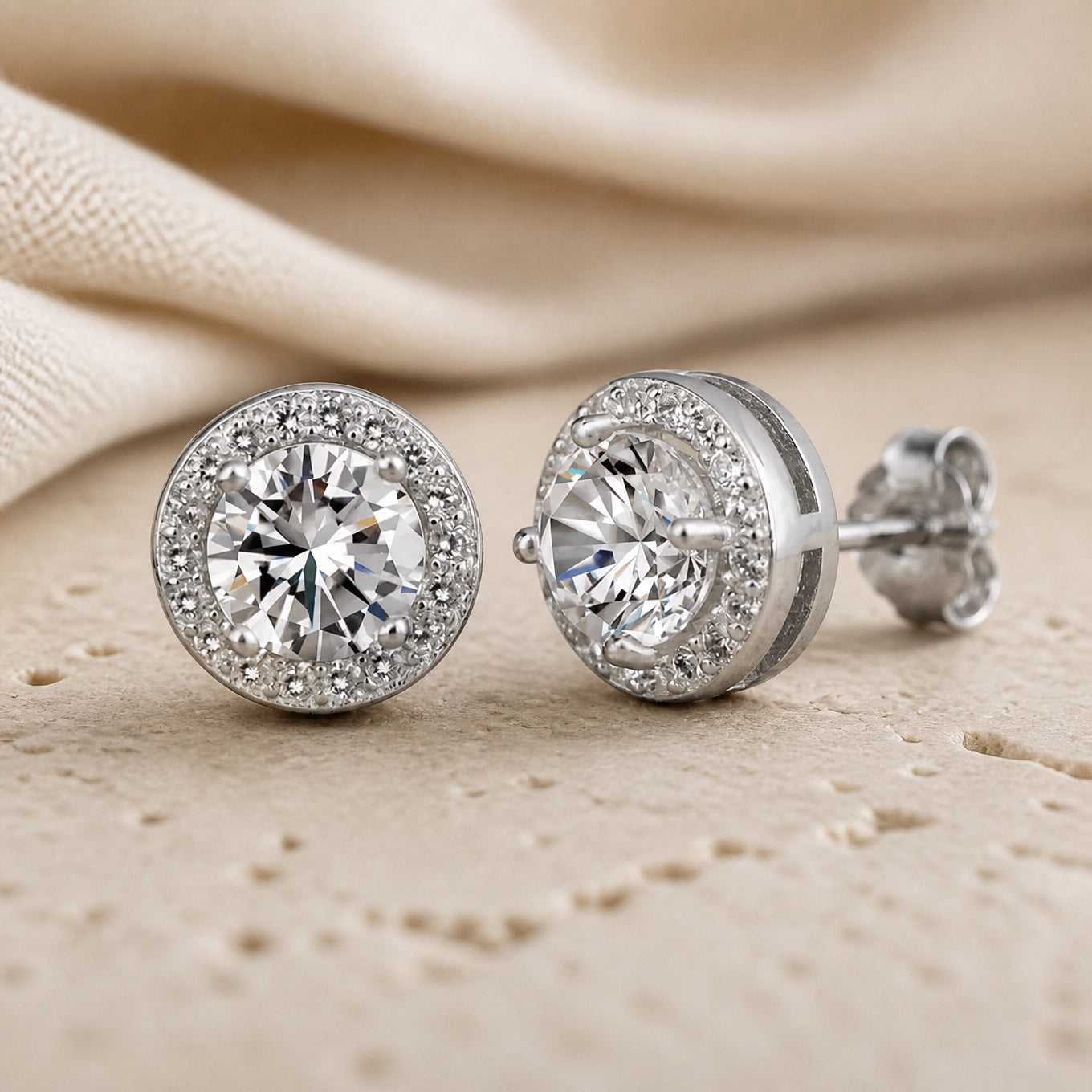 Lustrous Cubic Zirconia Stud Earrings